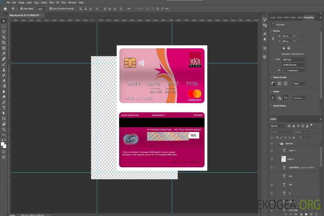 Carte mastercard de la banque hongroise MKB template Carte mastercard de la banque hongroise MKB template